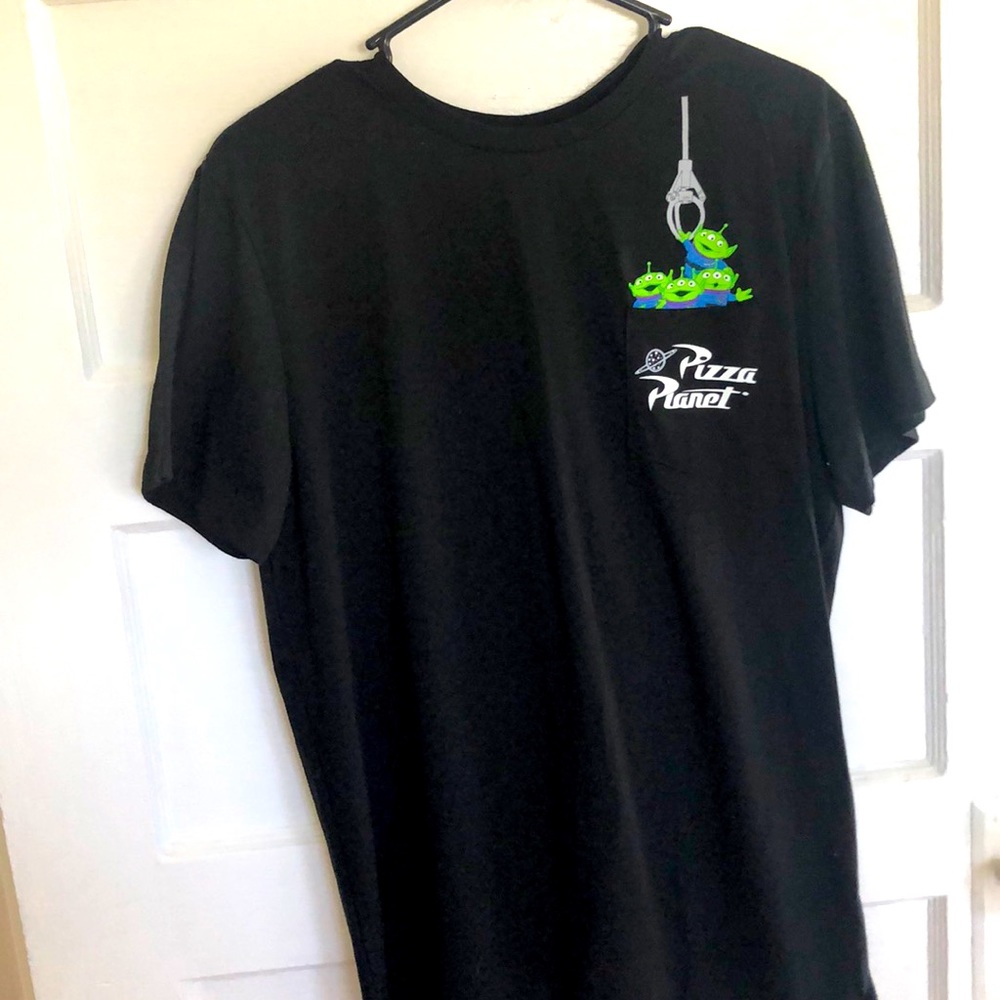 NWT Black Toy Story Pizza Planet Shirt with pocket